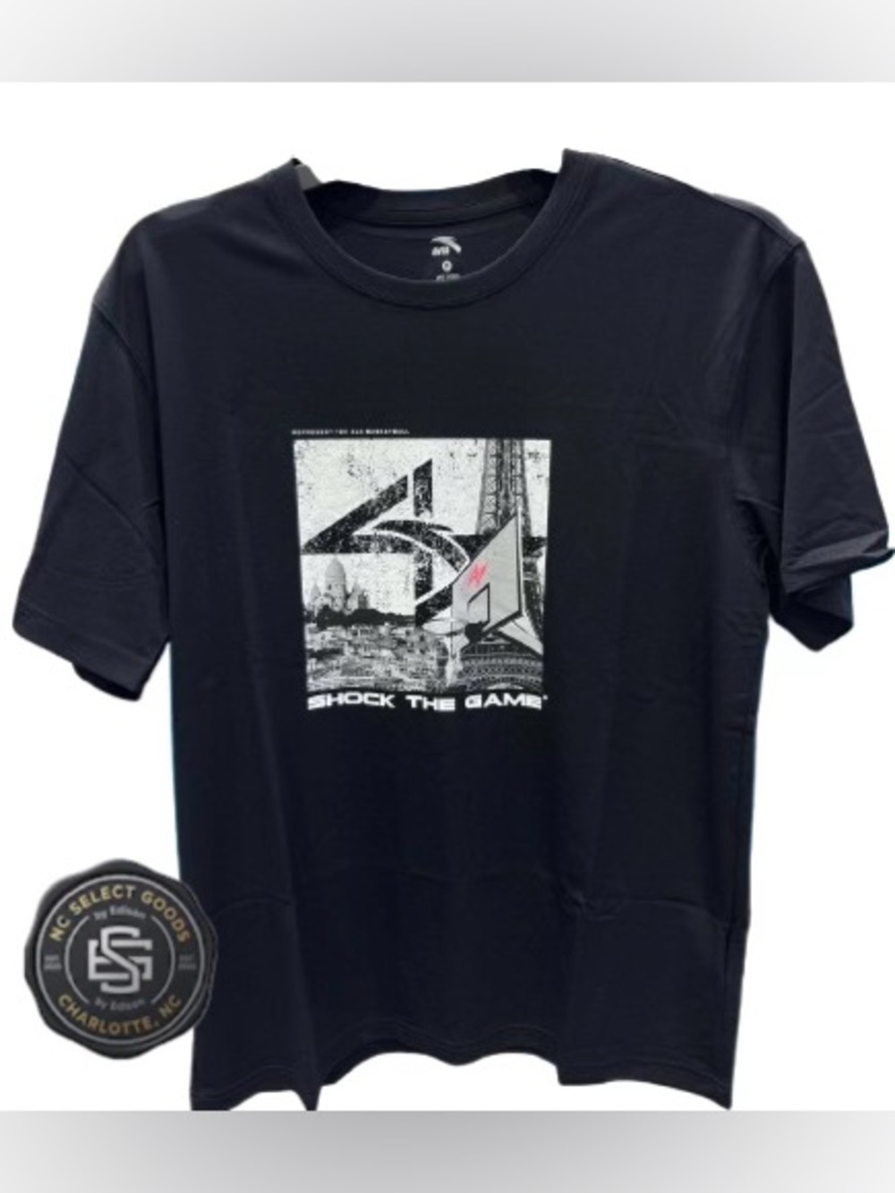 ANTA T-Shirt Shock The Game 4x4 Basketball Graphic Men's Size 4XL Black Athletic